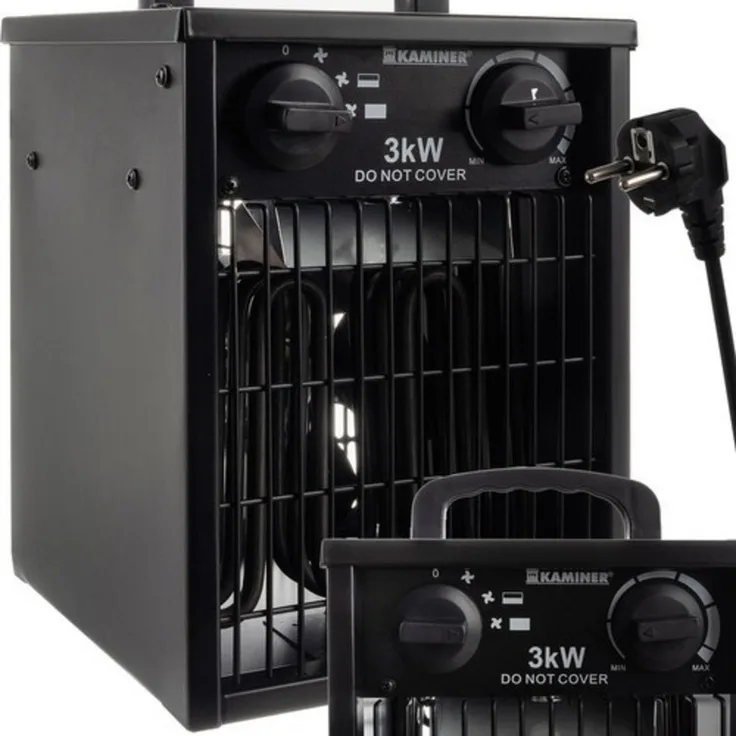 Kaminer Elektroheizung 3000 W, 3 Betriebsarten, 6 Leistungsstufen, kompakt und sicher, für Räume bis 30 m²