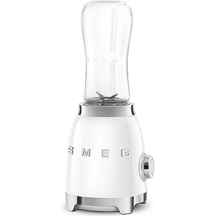 Smeg PBF01 Smoothiemaker, 300 Watt, inkl. 2 x 600 ml To-Go-Trinkflaschen, 2 Geschwindigkeiten, Edelstahl, weiß, Serie: PBF01 – Bild 3