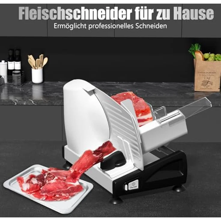 YASHE Elektrische Allesschneider mit leisem 200W DC-Motor, duale 19CM Edelstahlklingen, stufenlose Schnittstärke 0-15mm – Bild 8