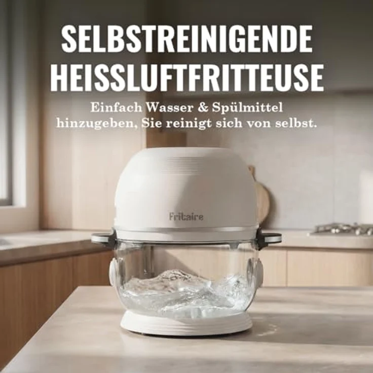 Fritaire Carbon8, Heißluftfritteuse mit selbstreinigender Glasschüssel und 6 One-Touch-Kochfunktionen, inklusive Drehspieß und Zubehör – Bild 4