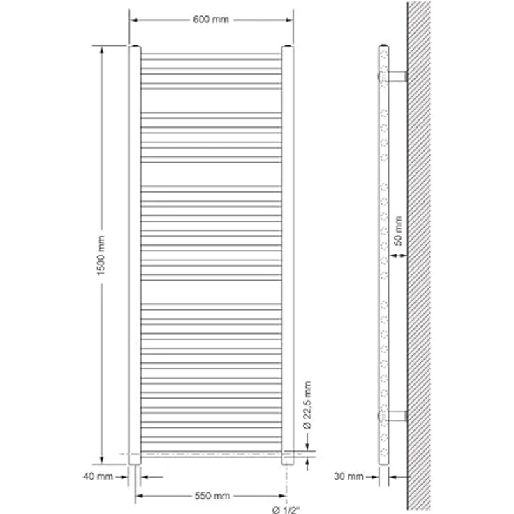 LuxeBath Elektrischer Badheizkörper Sahara 600x1500 mm Chrom, 1200W mit Thermostat & Digitalanzeige, Handtuchheizkörper, Handtuchwärmer & Trockner – Bild 2