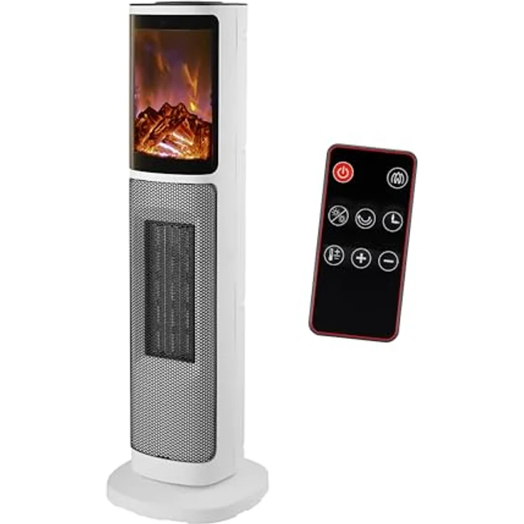 Sannover Elektro-Heizlüfter Lizeo 2000 W, Weiß, mit 2 Leistungsstufen, einstellbarem Thermostat und Flammeneffekt – Bild 1