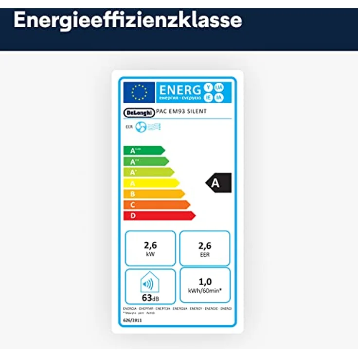 De'Longhi PAC EM93 Silent Pinguino Mobiles Klimagerät, weiß-schwarz – Bild 8