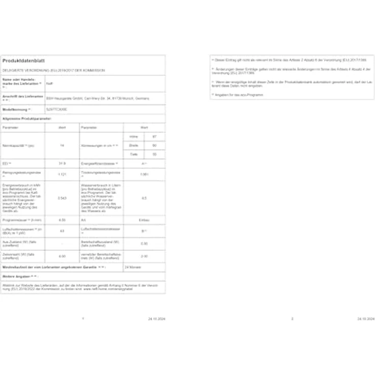 Neff S297TCX00E, Geschirrspüler, A, Geräuschemissionsklasse B, Geräuschemissionen 43 Dezibel – Bild 21