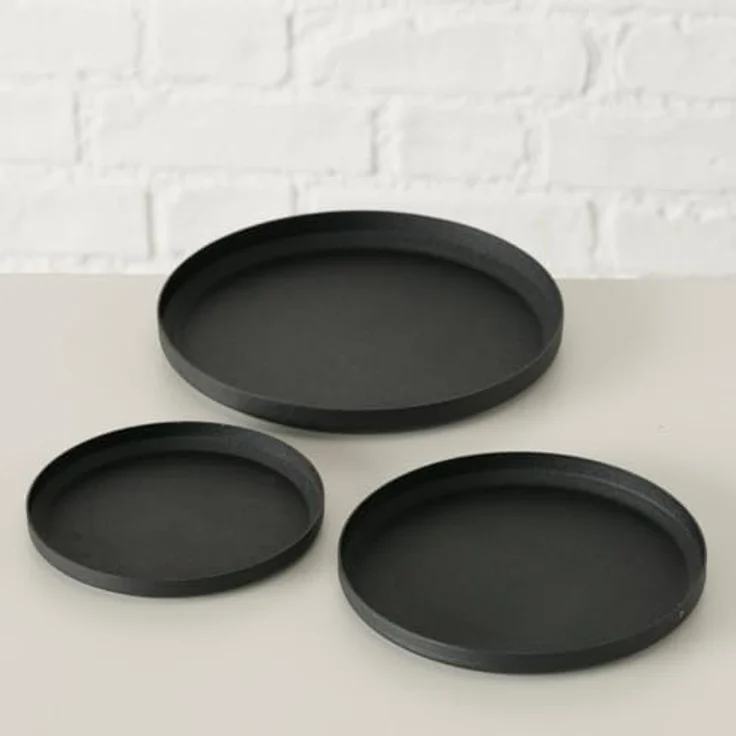 Boltze Home Untersetzer für Kerzen MIO, 3er-Set mit mattschwarzem Design und unterschiedlichen Durchmessern (10 cm und 15 cm) – Bild 2