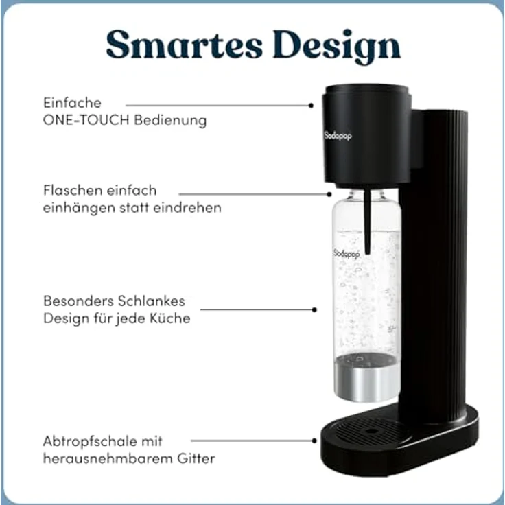 Sodapop Wassersprudler Cooper Pro, stylisches Design in schwarz, inklusive 850ml PET-Flasche – Bild 3