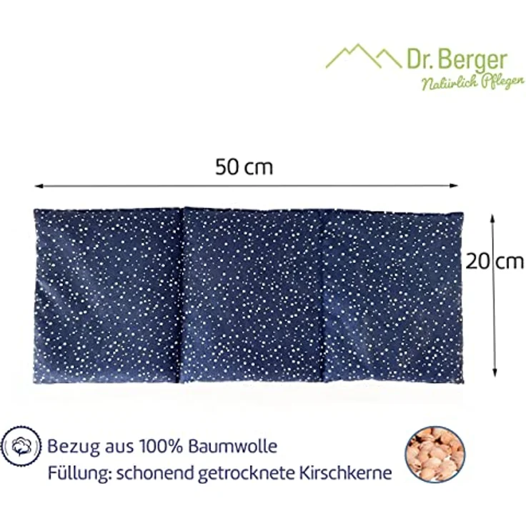 Dr. Berger – 3-Kammer Kirschkernkissen gegen Verspannungen und Schmerzen in Schultern, Rücken und Nacken – 50x20cm Wärmekissen zur Entspannung – geeignet für Mikrowelle und Backofen (Blau) – Bild 2