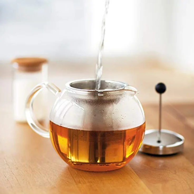 Bodum ASSAM F/INOX, 0.5 Liter Teebereiter aus temperaturbeständigem Glas, transparent und schwarz mit French Press System – Bild 5