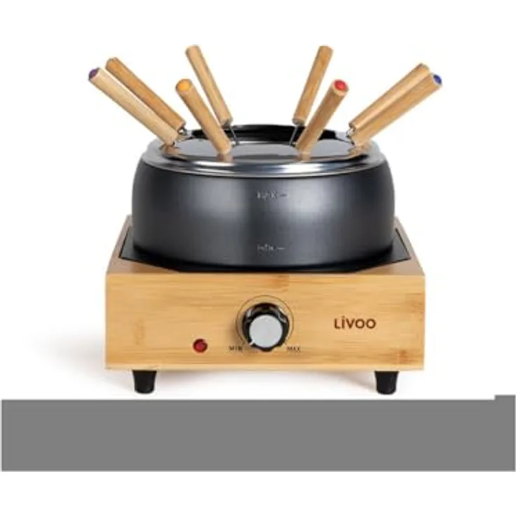 Livoo Elektrisches Fondue-Set, Fondue Set für 8 Personen, 2-Liter-Kapazität, 800 Watt, Schwarz