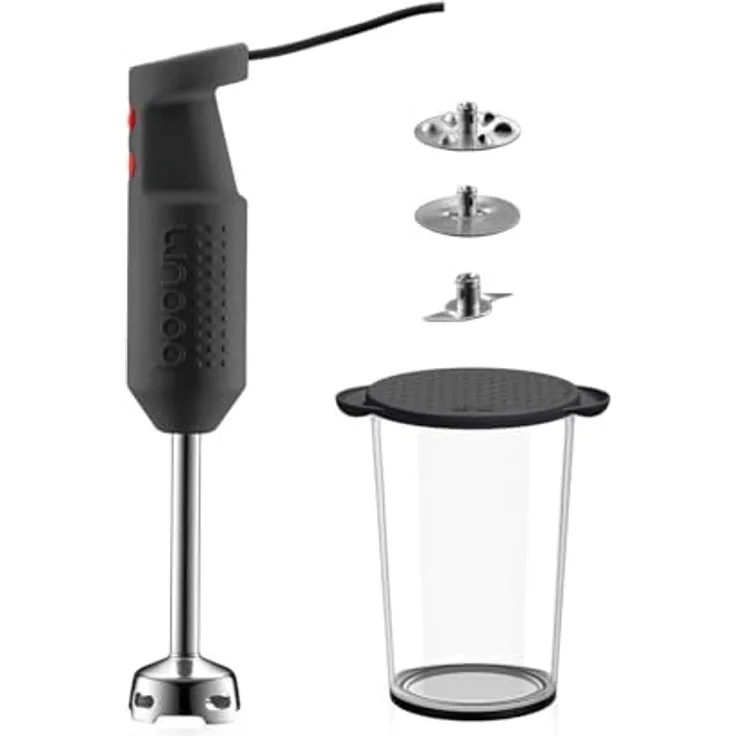 Bodum Electric Blender Stick 200W, Handmixer mit 3 Edelstahlaufsätzen und 2 Geschwindigkeitseinstellungen