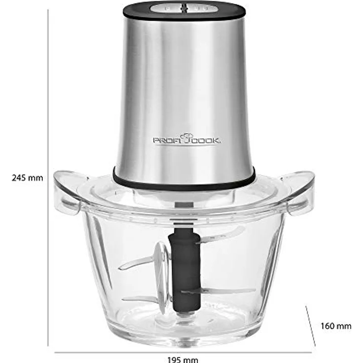 ProfiCook PC-MZ 1150 2in1 Multizerkleinerer und Ice Crusher, Edelstahlgehäuse, Glas-Mixbehälter (1 L), 2 Edelstahlmesser (rostfrei) – Bild 5