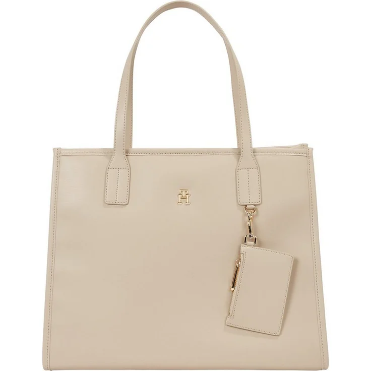Tommy Hilfiger Shopper TH CITY TOTE, Handtasche Damen Tasche Damen Henkeltasche, White Clay, unifarben – Bild 1