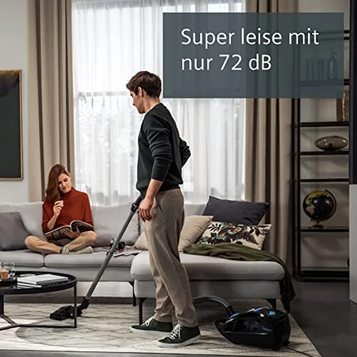 Siemens Staubsauger mit Beutel Q5.0 extreme silencePower VSQ5X500, Bodenstaubsauger, ideal für Allergiker, Hygiene-Filter, starke Saugleistung, XXL-Polsterdüse, langes Kabel, 650 W, schwarz – Bild 4