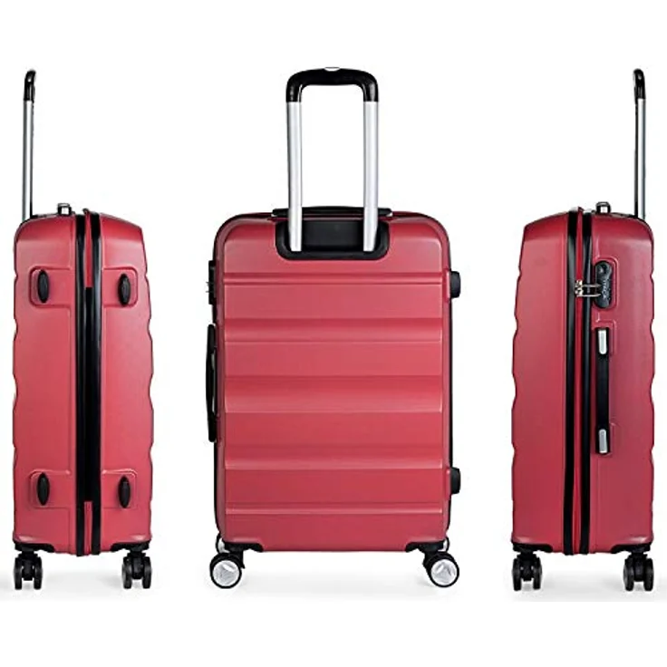 ITACA - Koffer Mittelgroß - ABS Hochwertiger und Stabiler Reisekoffer mit Rollen - Koffer Mittelgroß 4 Rollen Leicht mit Kombinationsschloss. Koffer 4 Rollen T71660, Coral Rot – Bild 3