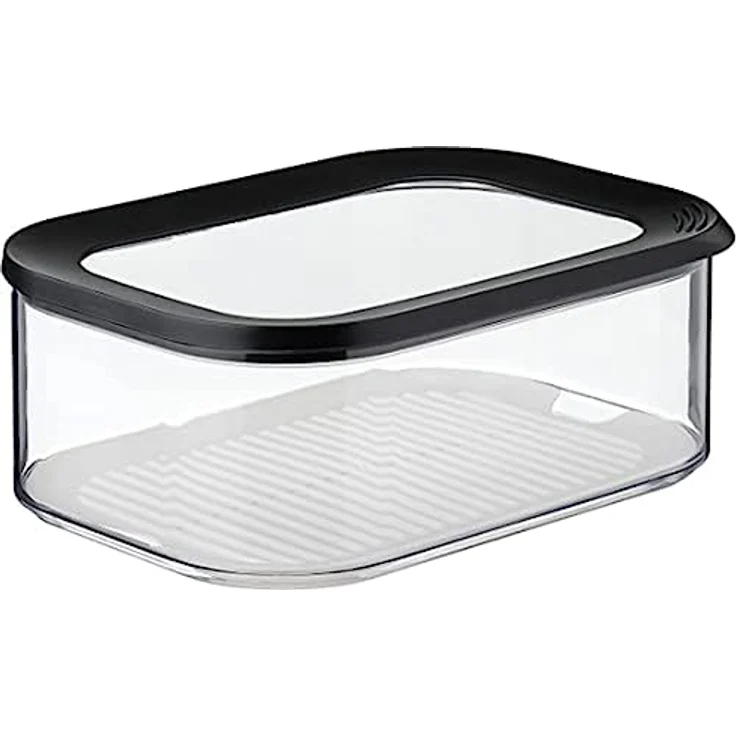 Mepal – Käsedose Modula schwarz – 2000 ml Aufbewahrungsbox mit Deckel für Käsestücke und -scheiben im Kühlschrank – Frischhaltedose mit Anti-Kondensationseinsatz – Luftdicht & spülmaschinenfest – Bild 1