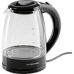 GOURMETmaxx Glas-Wasserkocher 1,8 L, Schwarz, 1800 W, kabellos, mit Blue Vision LED, Kalkfilter, TÜV & GS geprüft, BPA-frei