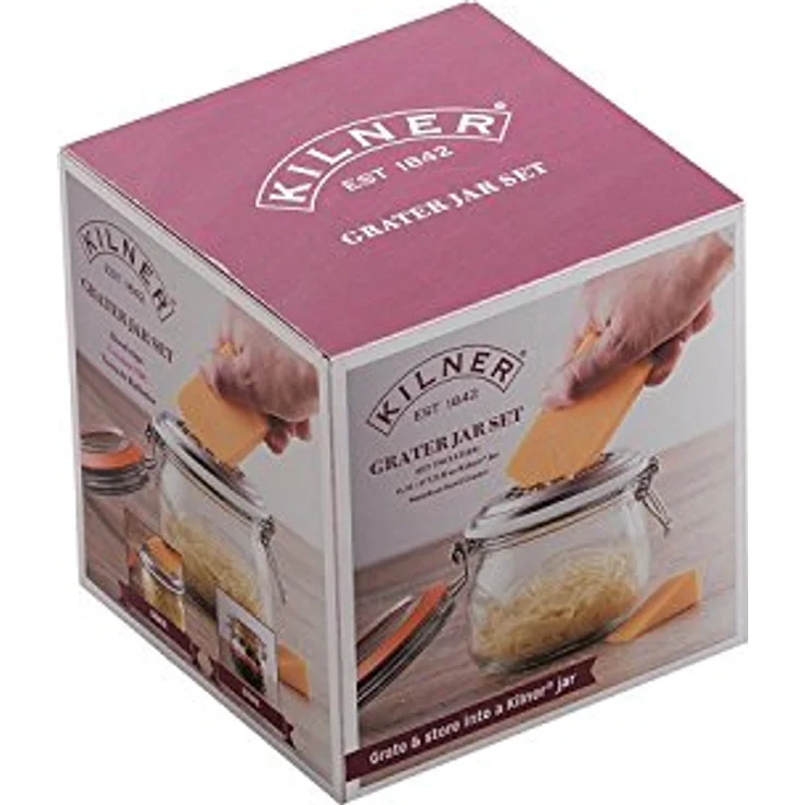 Kilner 0025.841 Reibenset-Edelstahlreibe mit Bügelverschluss Glas, 5 Liter Reibe, transparent – Bild 3