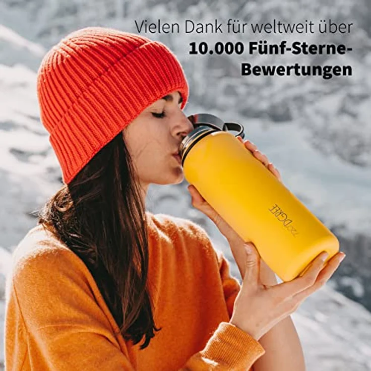 720 DGREE Trinkflasche Edelstahl 530ml Thermo mit gratis Sportdeckel noLimit lemon yellow – Bild 4