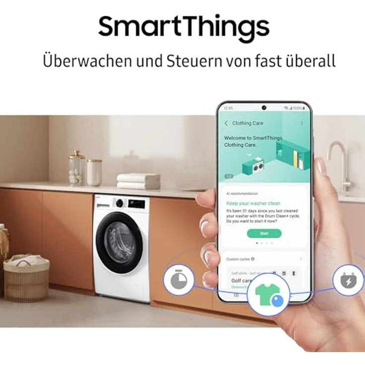 Samsung WW90DG5G34AEEG, Slim Waschmaschine mit 9 kg Kapazität, AI Ecobubble™, Super Speed Programm und SmartThings App – Bild 8