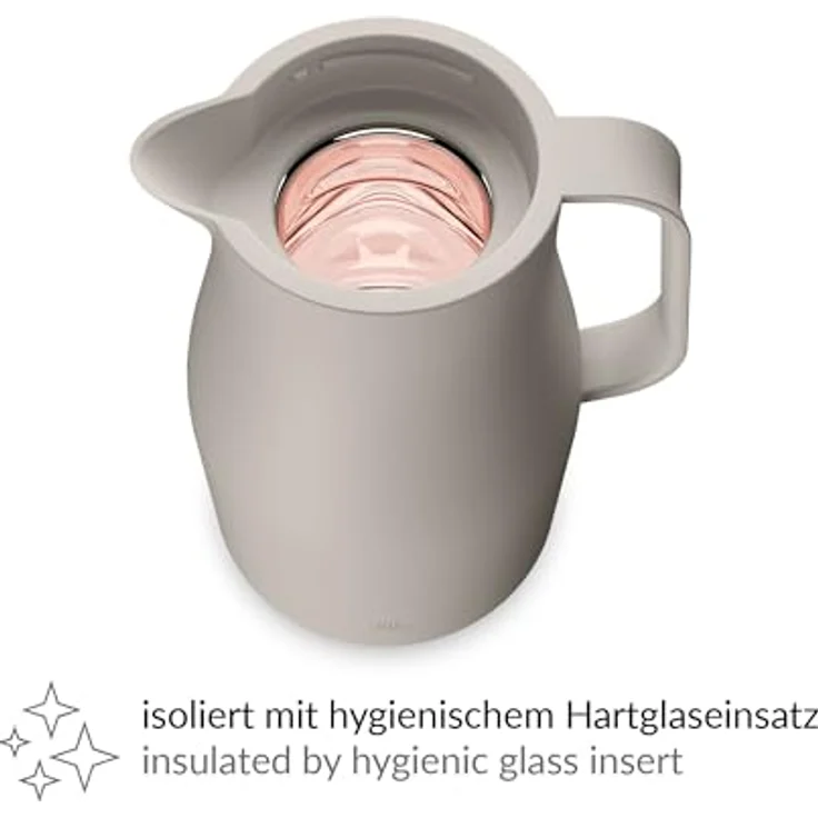 Alfi Isolierkanne ECONSCIOUS, 1 l mit Hartglaseinsatz, Biokunststoff, 12h heiß & 24h kalt, Drehverschluss mit Druckknopf – Bild 3