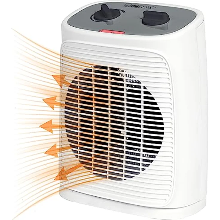 Clatronic® Heizlüfter inkl. Ventilatorfunktion, elektrische Heizung mit stufenlosem regelbarem Thermostat u. 2 Heizstufen, Heizstrahler oszillierend, Heizgerät für Bad, Küche, Garage – HL 3800 – Bild 1