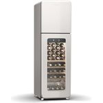 Klarstein Shirley Weinkühlschrank mit Gefrierfach, freistehend, 63 Flaschen, zwei Zonen, –10 bis 18 °C, ledbeleuchtet, Retro-Design, schwarz