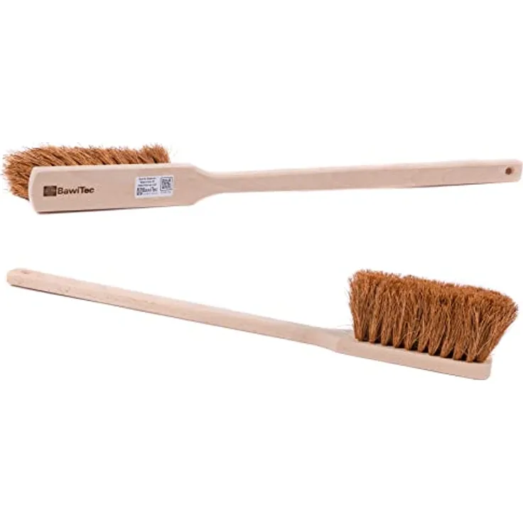 BawiTec Qualitäts Handfeger Kokos-Borsten Langstiel Länge 60cm Sicherheitshandfeger Holz Holzstiel Kokosborsten Kokosfeger robust Handwerker Handwerkerbesen