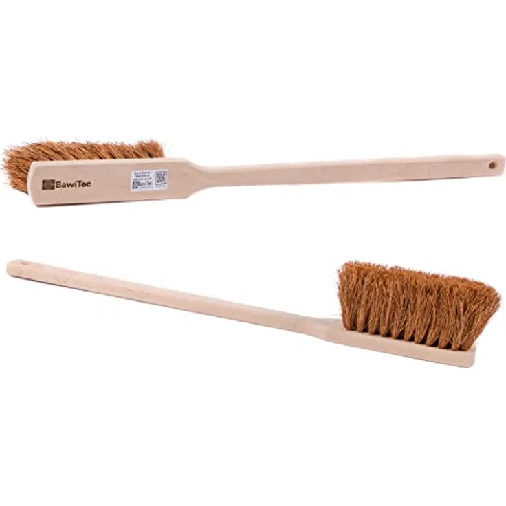 BawiTec Qualitäts Handfeger Kokos-Borsten Langstiel Länge 60cm Sicherheitshandfeger Holz Holzstiel Kokosborsten Kokosfeger robust Handwerker Handwerkerbesen – Bild 1