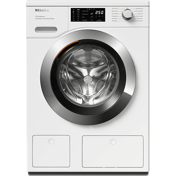 MIELE WEG885 WPS PWash&TDos&Steam W1 Chrome Edition, Waschmaschine mit 9 kg, 1400 U/min, A, mit Flusen- und Fremdkörperfilter, SteamCare und TwinDos