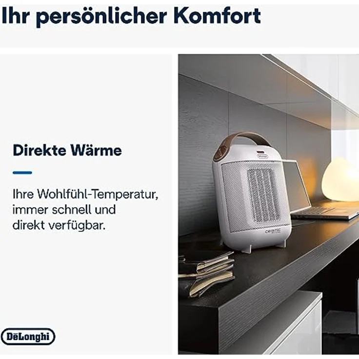 De'Longhi HFX30C18.IW Keramik-Heizgerät | Mobile Heizung für schnelle und punktuelle Wärmeversorgung | 2 Leistungsstufen | Anti-Frost-Funktion | 1.800 W Leistung | Weiß, Heizlüfter – Bild 3