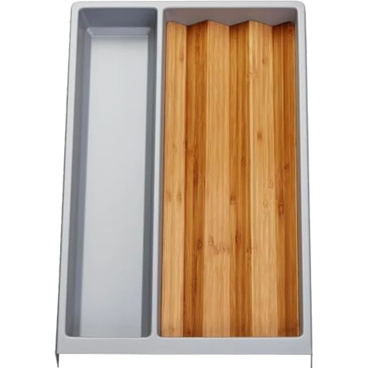 Orga-Box SEPARADO Individual Multifunktionseinsatz silbergrau genarbt (300 x 474 x 51 mm) inkl. Bambus Gewürzeinsatz - Große Fächer für Küchenutensilien – Bild 1