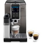 De'Longhi Dinamica Plus ECAM 372.95.TB Kaffeevollautomat mit LatteCrema Milchsystem, Cappuccino und Espresso auf Knopfdruck, Touchscreen Farbdisplay, Appsteuerung, Kaffeekannen-Funktion, Titan/Schwarz