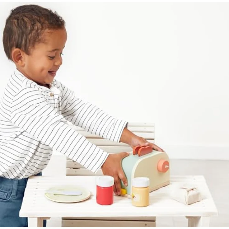 Janod Glänzendes Oma Toaster-Set, Rollenspielzeug aus Holz mit Toaster, Butter, Marmelade und Buttermesser, transparent – Bild 7