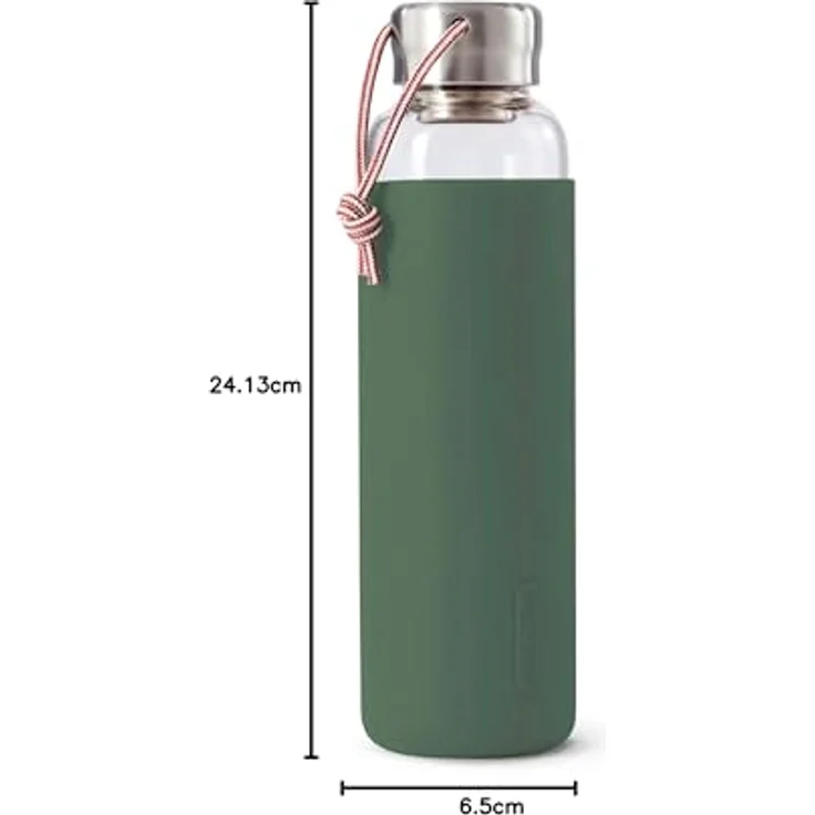 Glas-Wasserflasche, Olive, 600 ml – Bild 10