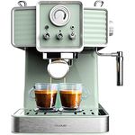 Cecotec Express Power Espresso 20 Tradizionale Light Green, 1350 W, Espresso und Cappucicno, 20 Bars und Thermoblock, Verdampfer, Manometer, Vintage-Design, Fassungsvermögen 1,5 Liter