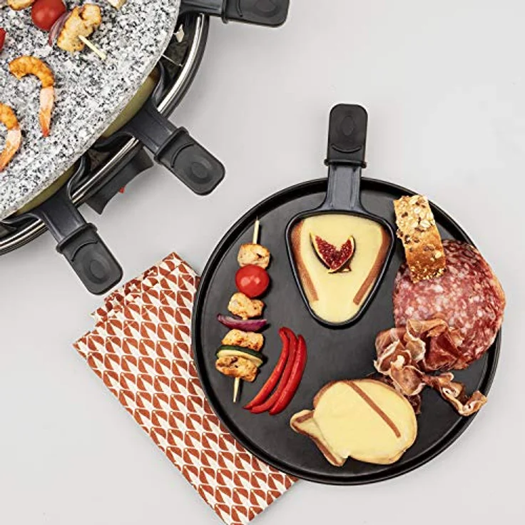 H.Koenig RP85 Raclette-Gerät - 8 Personen - Naturstein-Grillplatte - mit Pfännchen - 900 W - schwarz – Bild 8