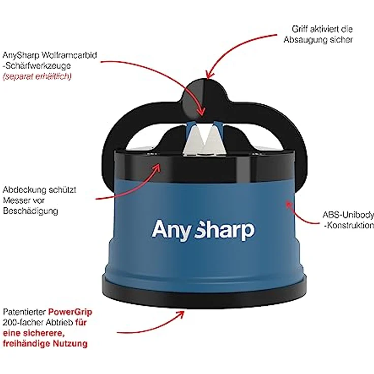AnySharp Messerschärfer mit Saugnapf, Blau – Bild 4