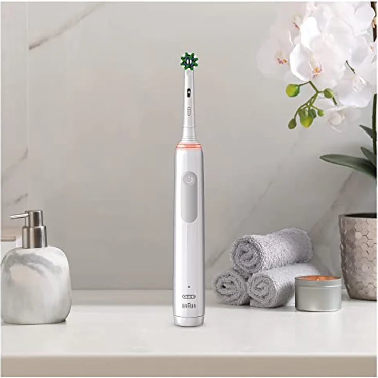 Oral-B PRO 3 3000 Elektrische Zahnbürste/Electric Toothbrush, 2 Sensitive Clean Aufsteckbürsten, 3 Putzmodi und visuelle 360° Andruckkontrolle für Zahnpflege, Geschenk Mann/Frau, weiß – Bild 2