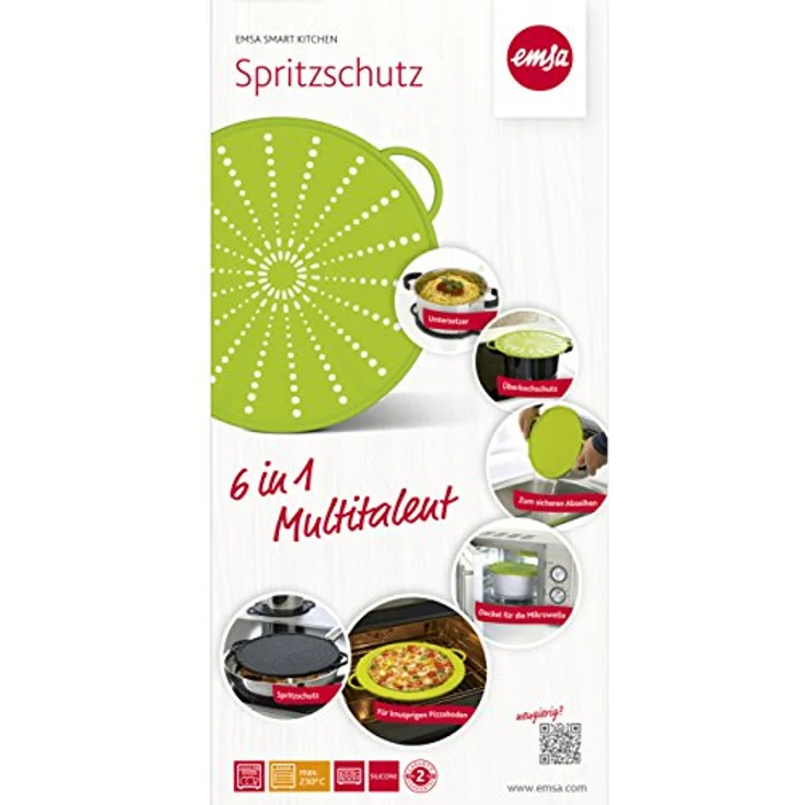 Emsa 514558 Spritzschutz, Ø 31 cm, Silikon, Grün, Smart Kitchen – Bild 4
