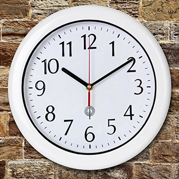 Monzana Wanduhr mit Funk Wasserdicht Automatische Zeitumstellung Geräuscharm Quarz-Uhrwerk Analog Bad Küche Haus Funkuhr Uhr Hochglanz Weiß – Bild 5