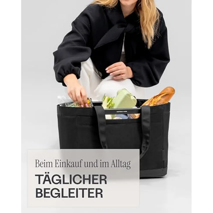 Kapten & Son Vaasa Shopper Tasche, 48 cm, schwarz, 100% Polyester, 28 cm x 30.5 cm – Bild 2