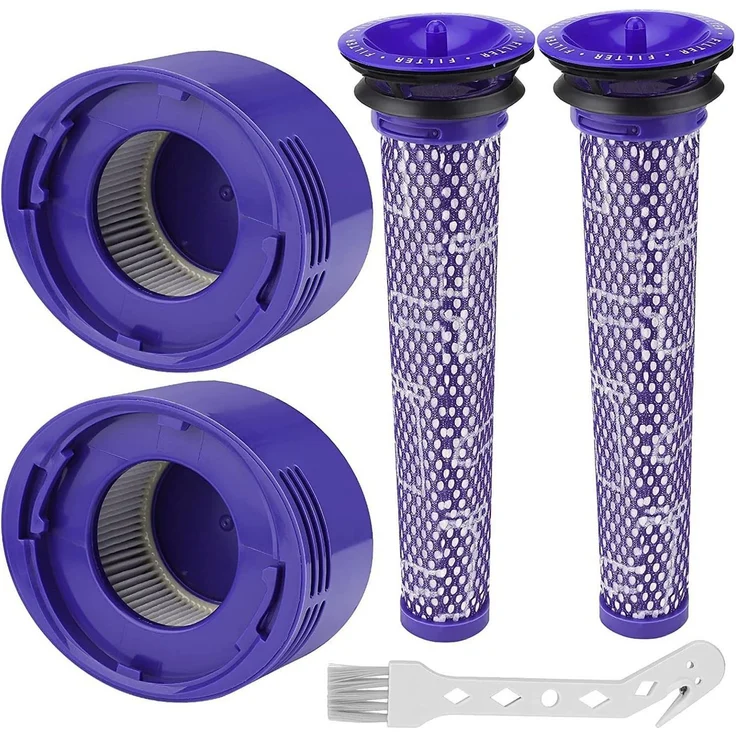 FELIXLEO Bürstenfilter Set für Dyson V8 V7, 9-teiliges Zubehör mit 2 Vorfiltern, 2 HEPA-Nachfiltern und Reinigungsbürste, waschbar und wiederverwendbar