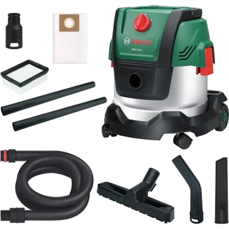 Bosch PAS15-220, kabelgebundener Nass- und Trockensauger mit 1.200 W, 220 mbar Saugleistung, 15 l Behälter, Blasfunktion und Flachfaltenfilter – Bild 1