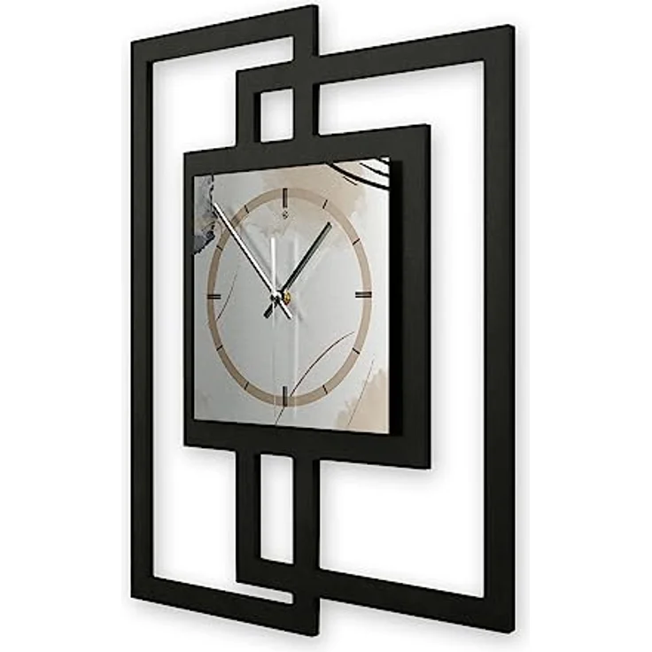 Kreative Feder Designer-Wanduhr „Abstract Elegance“ in modernem Metallic-Look ohne Tickgeräusche (Funk/Quarz) (Quarzuhrwerk) – Bild 2