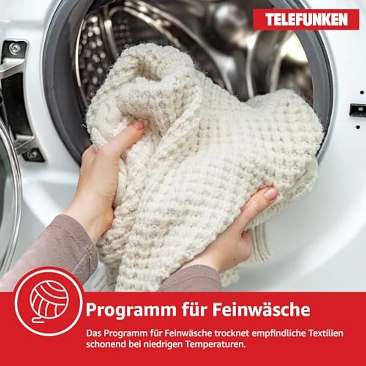 Telefunken TWP7EW, Wärmepumpentrockner für 7 kg Wäsche, Frontlader, A+ Energieeffizienz, 15 Programme, Knitterschutz, leise 64 dB, Trommelbeleuchtung – Bild 4