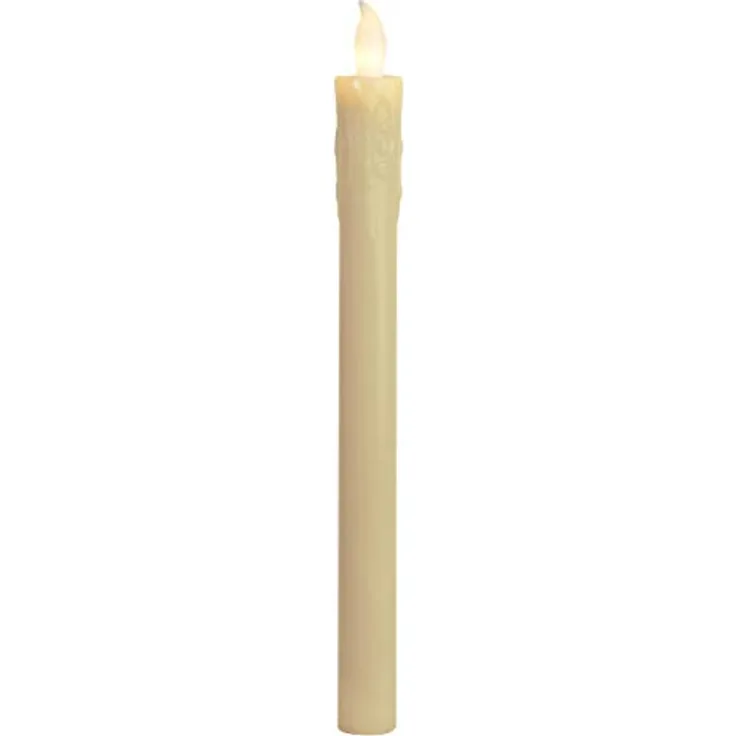 2er-Set LED Stab-Kerze Pressevon Star Trading, LED-Kerze, Kerzenlicht warmweiß für Kerzenleuchter, batteriebetriebene Weihnachtsdeko aus Kunststoff in Champagner, Höhe: 25 cm