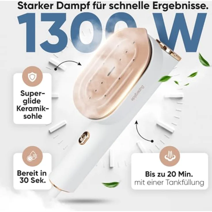 ProfiCare® PC DG 3124 Dampfglätter, 30 Sek. Aufheizzeit, 1,90m Kabel, bis zu 20 Min. Betriebszeit, für alle Stoffe, ideal für Reise und Alltag – Bild 3