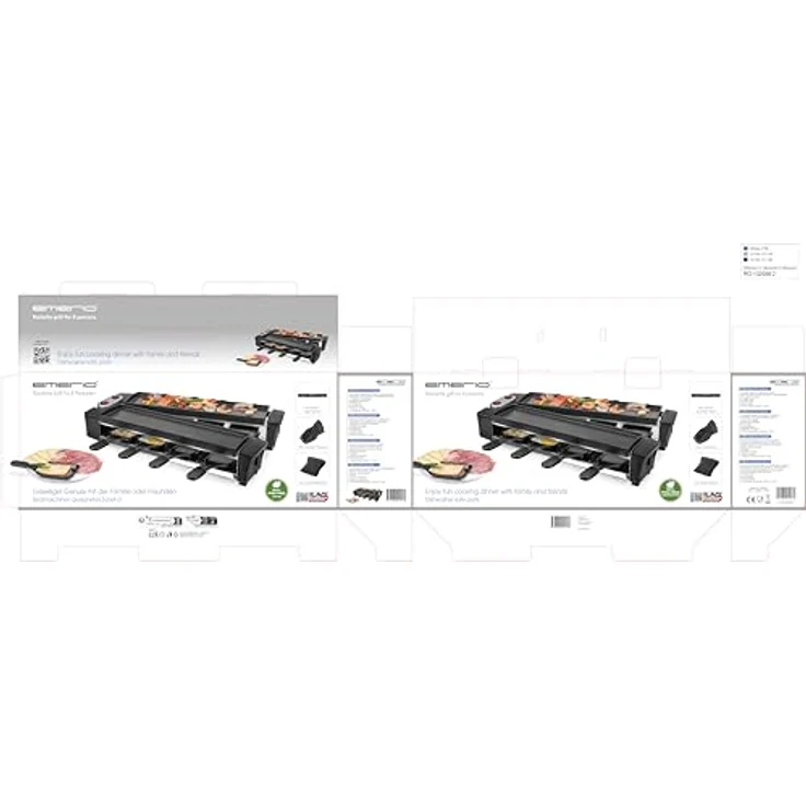 Emerio Raclette RG-132098.2, 8 Raclettepfännchen, 1100 W, mit 2 antihaftbeschichteten Grillplatten, flexibel einsetzbar – Bild 6