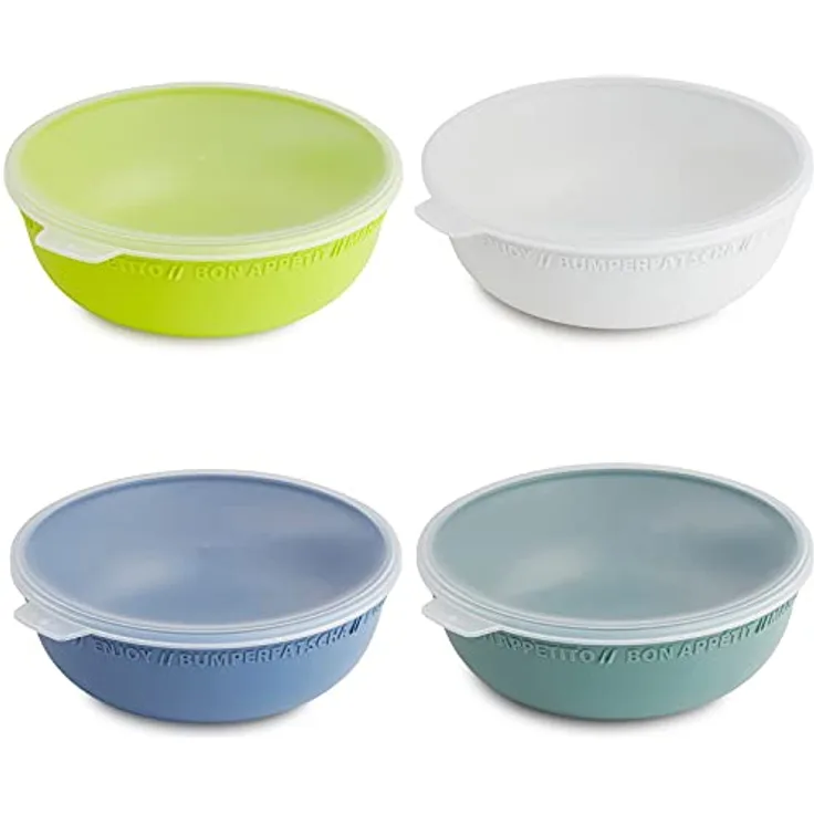 Rotho Tresa 4er Set Schüssel 1.02 l mit Deckel, lebensmittelechter Kunststoff BPA-frei, Mehrfarbig