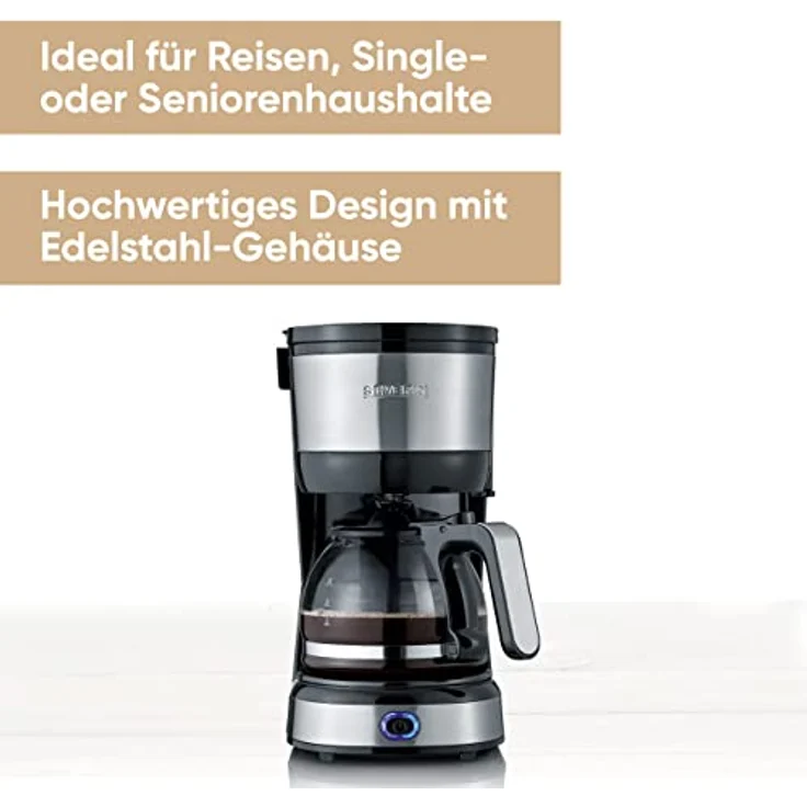 SEVERIN Filterkaffeemaschine, Kompaktes Design, Gebürsteter Edelstahl-Schwarz, KA 4808 – Bild 2